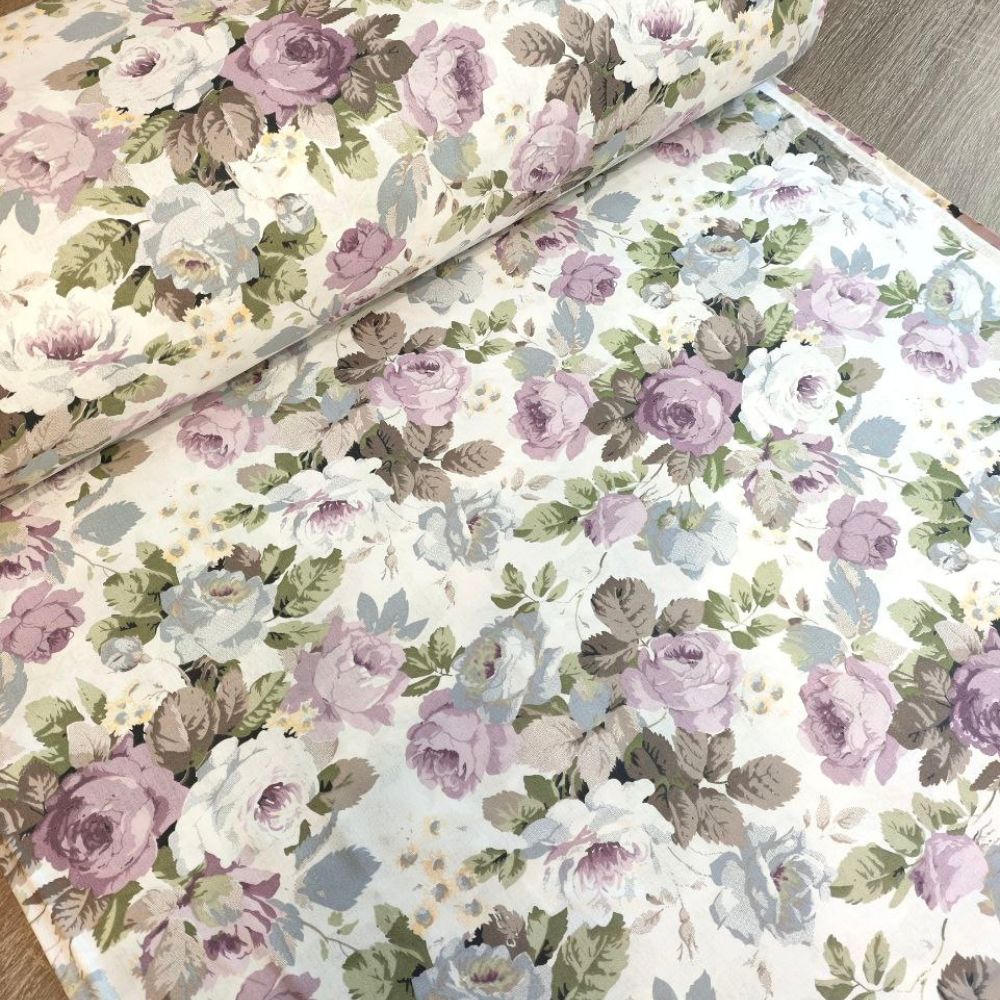 Тканина Ранфорс - Букет пильна троянда