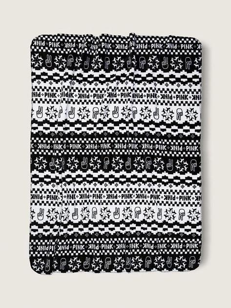 Флісовий Плед Ковдра VS Plush Fleece Blanket чорно-білий 127*152см