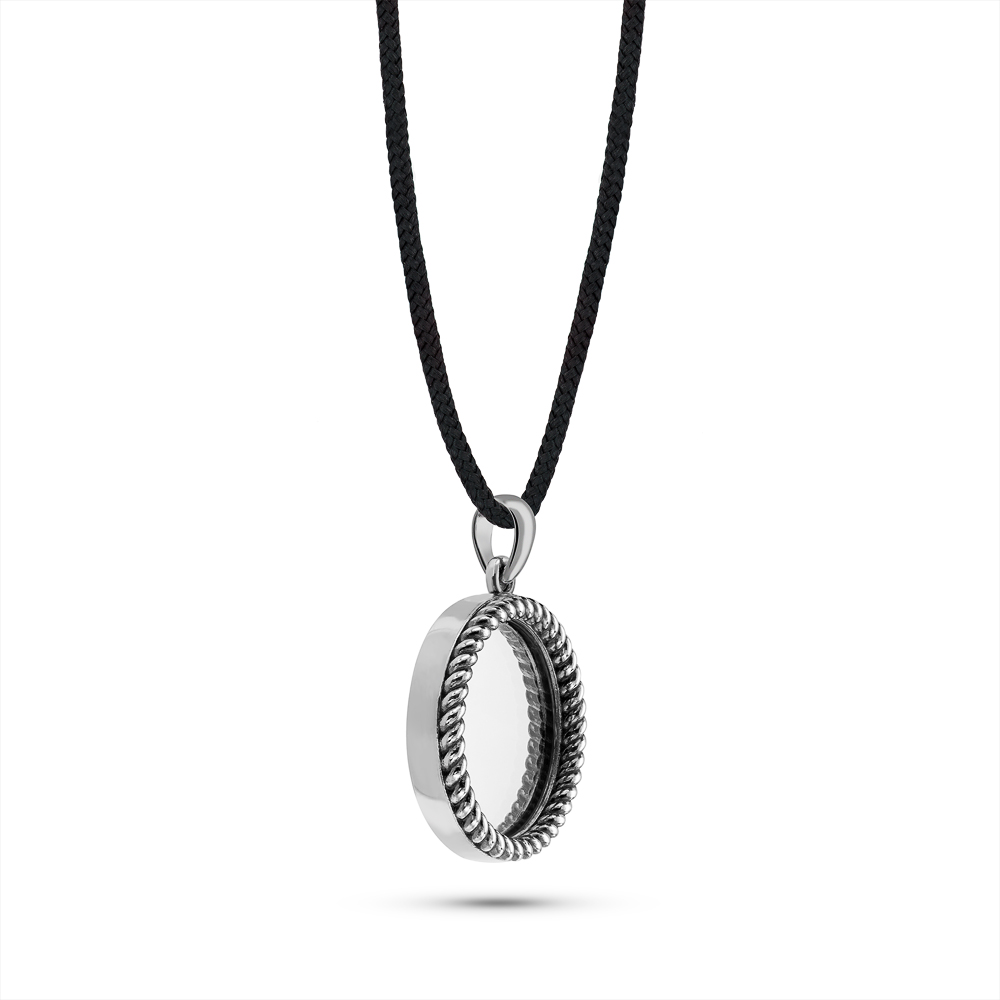 Кулон срібний VEIL "Виток" з дзеркалом в світлому чорнінні