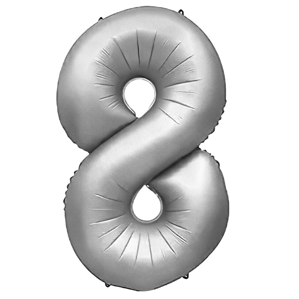 34 inch Number 8 Silver Helium Balloon