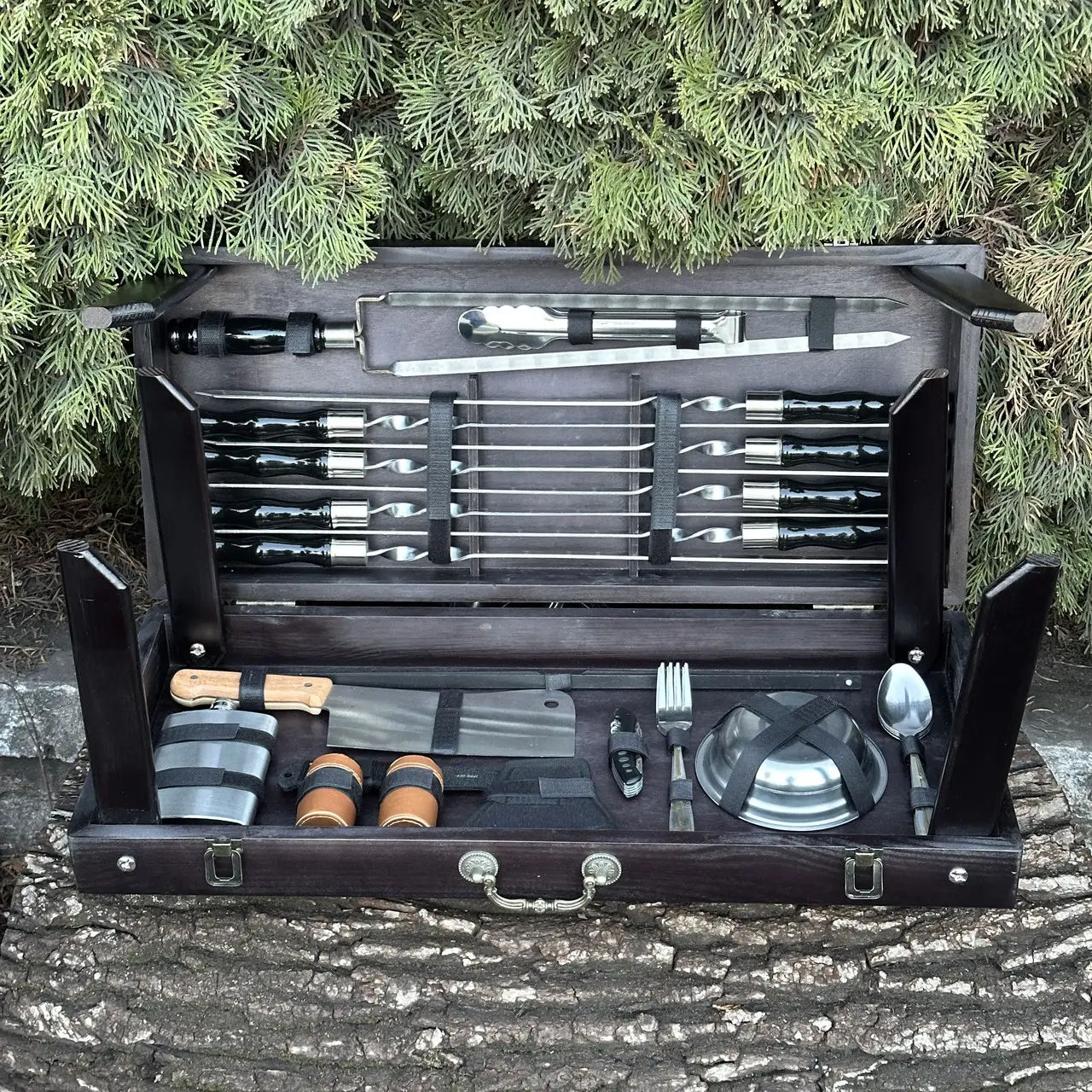 Подарунковий набір Пікнік кейс-столик чорний