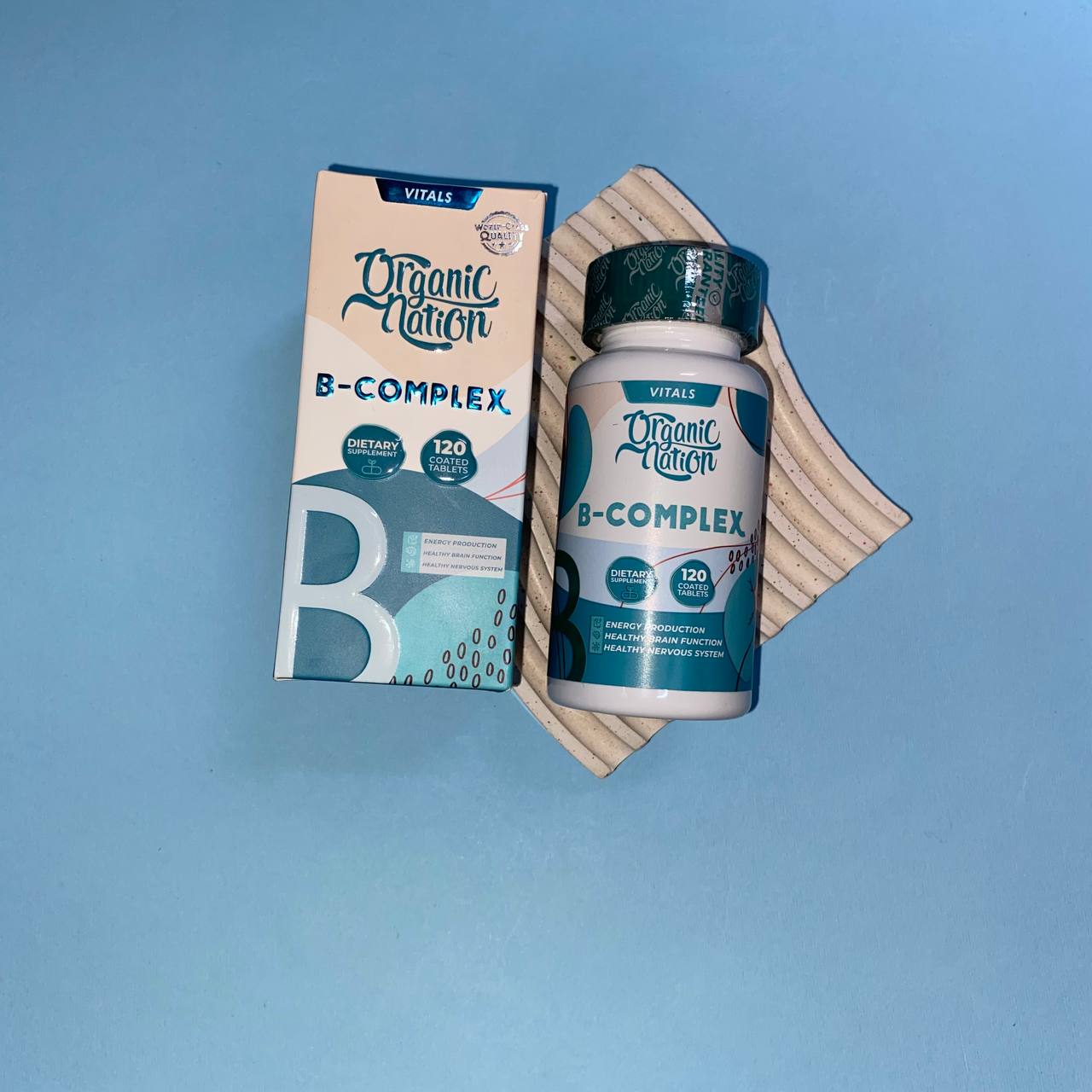 Organic Nation Vitamin B-Complex Вітаміни групи В Тіамін Рибофлавін Ніацин Піридоксин Біотин 120 табл