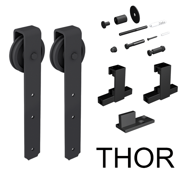 Комплект роликів Mantion ROC Design THOR для розсувних систем, чорний матовий