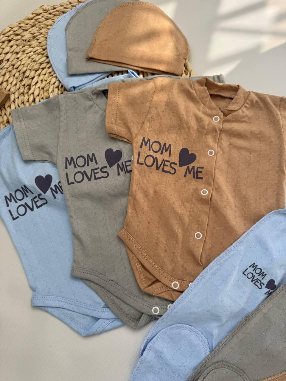 Літній комплект для новонародженого: боді + повзунки + шапочка з тканини мультиріп