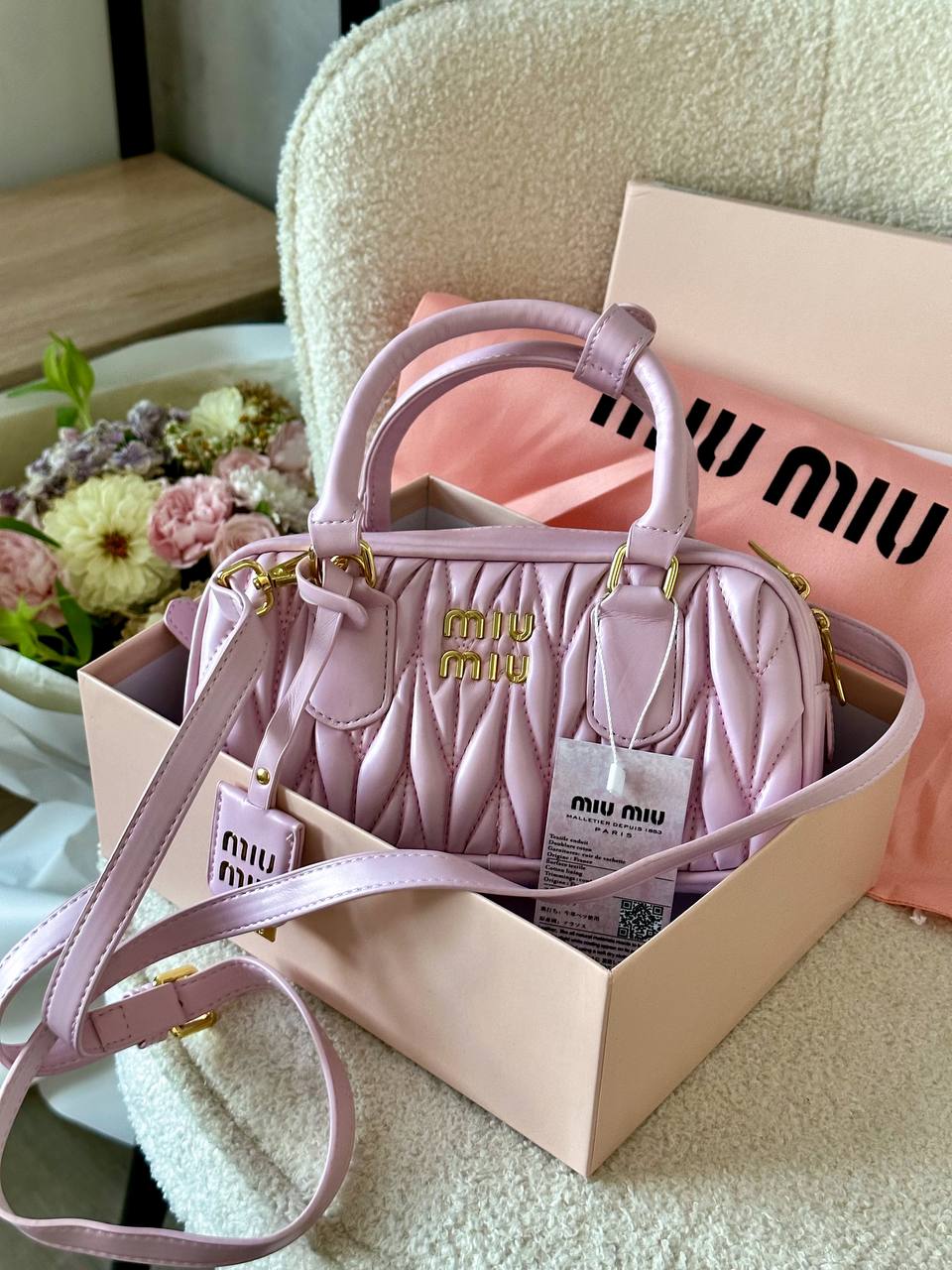 Miu Miu Arcadie Suede Bag Rose