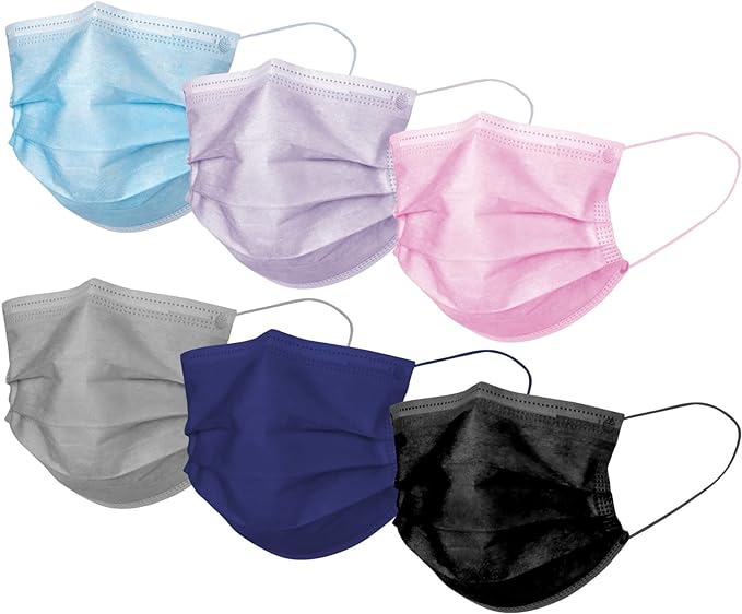 Coloured surgical mask with adjustable nose pad