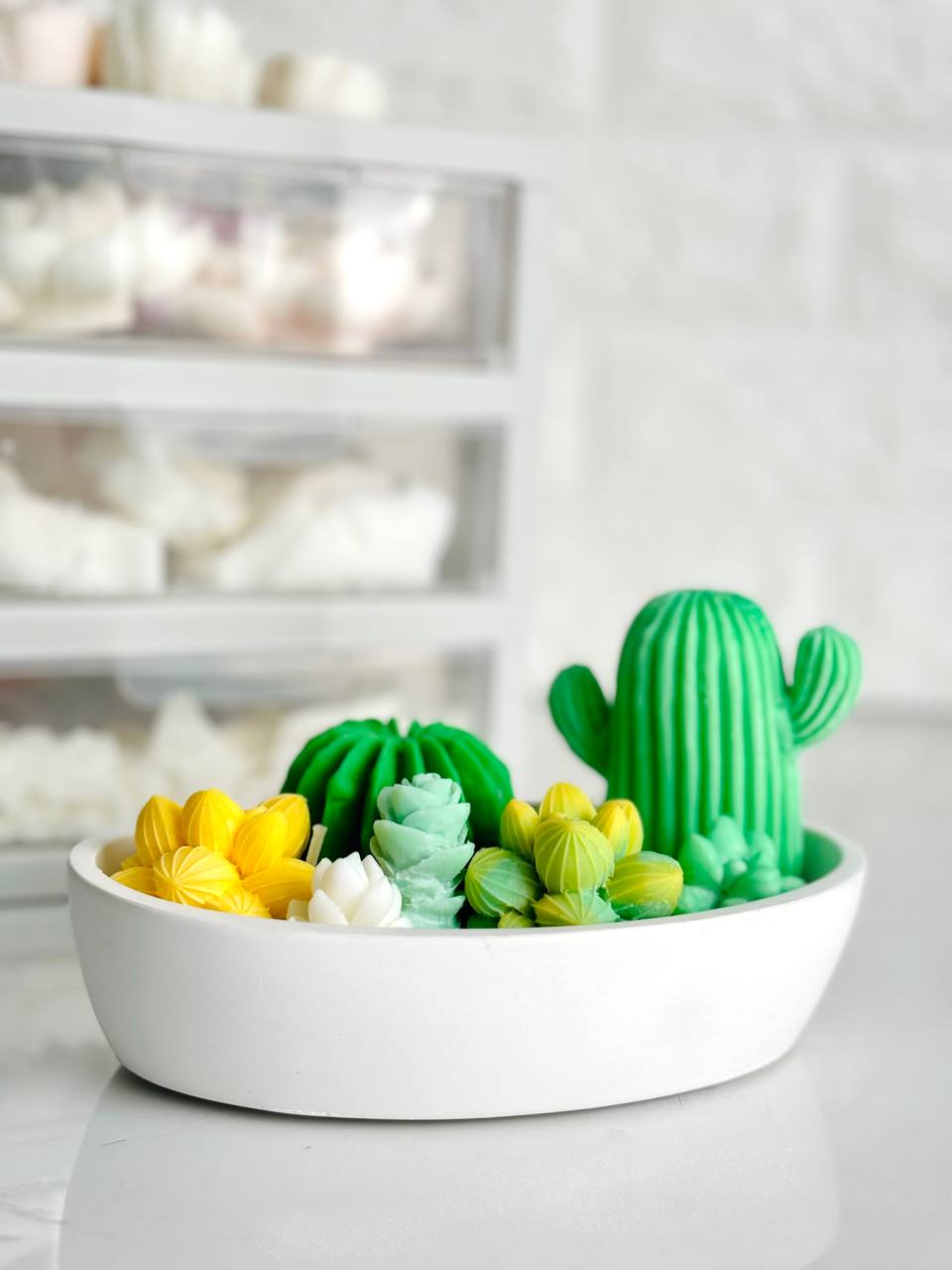 Аромасвіча  SUCCULENTS XL у гіпсовому кашпо