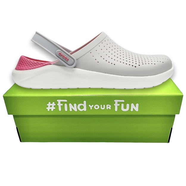 Crocs LiteRide Clog Pearl/White Сабо Крокси жіночі сірі з рожевим