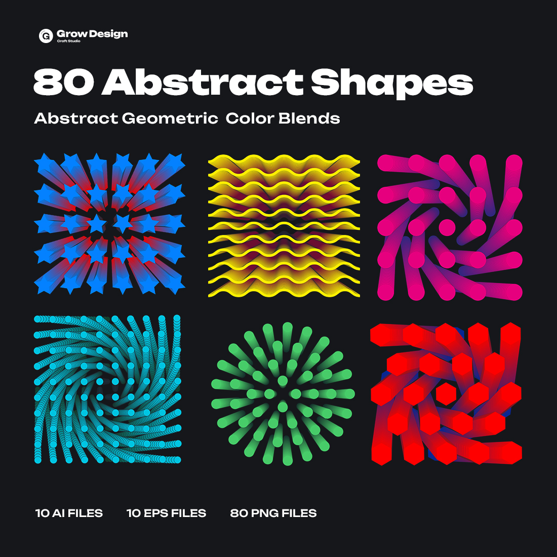 80 Abstracts Geometric Blend Shape. Vector