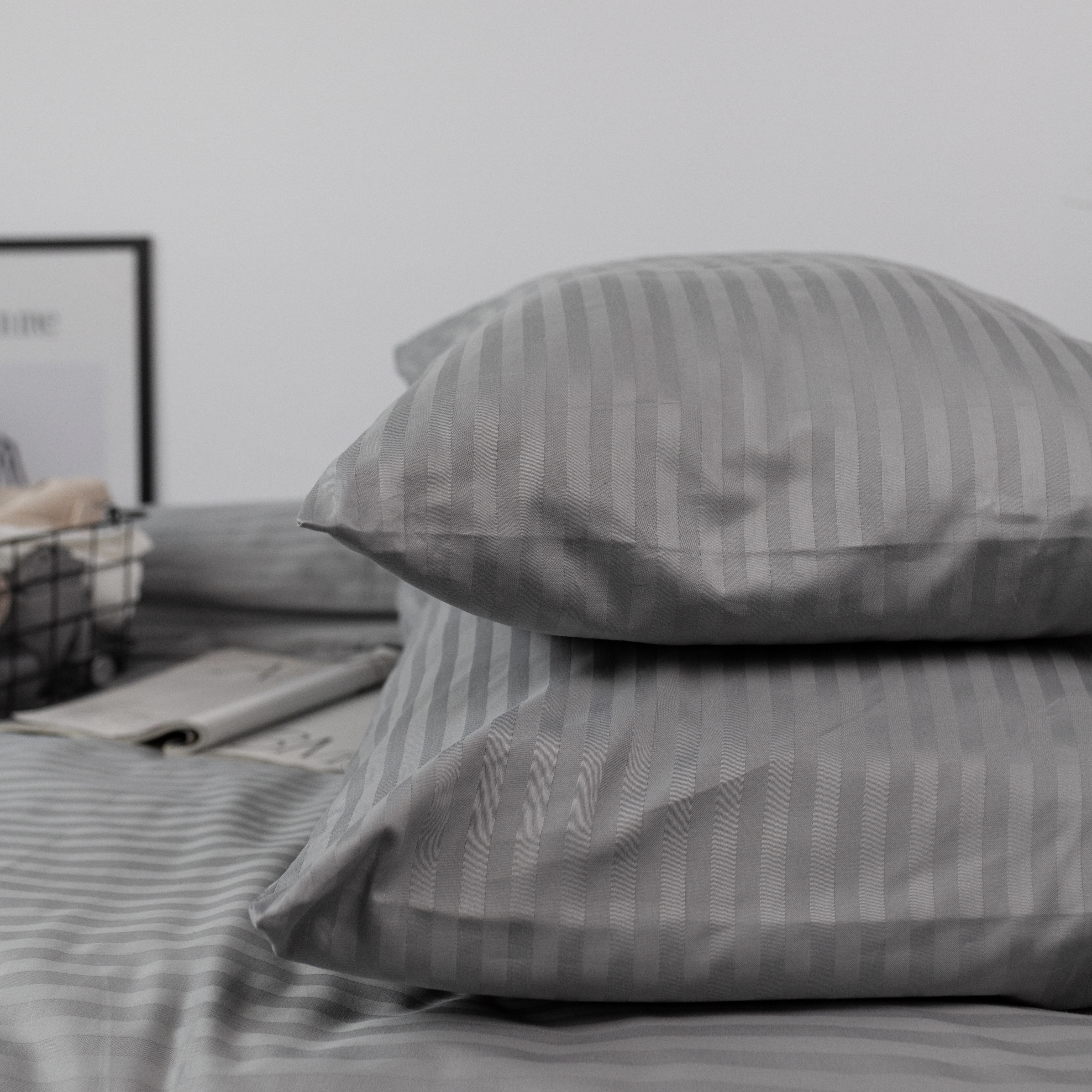 Постільний комплект Страйп сатин Сірий