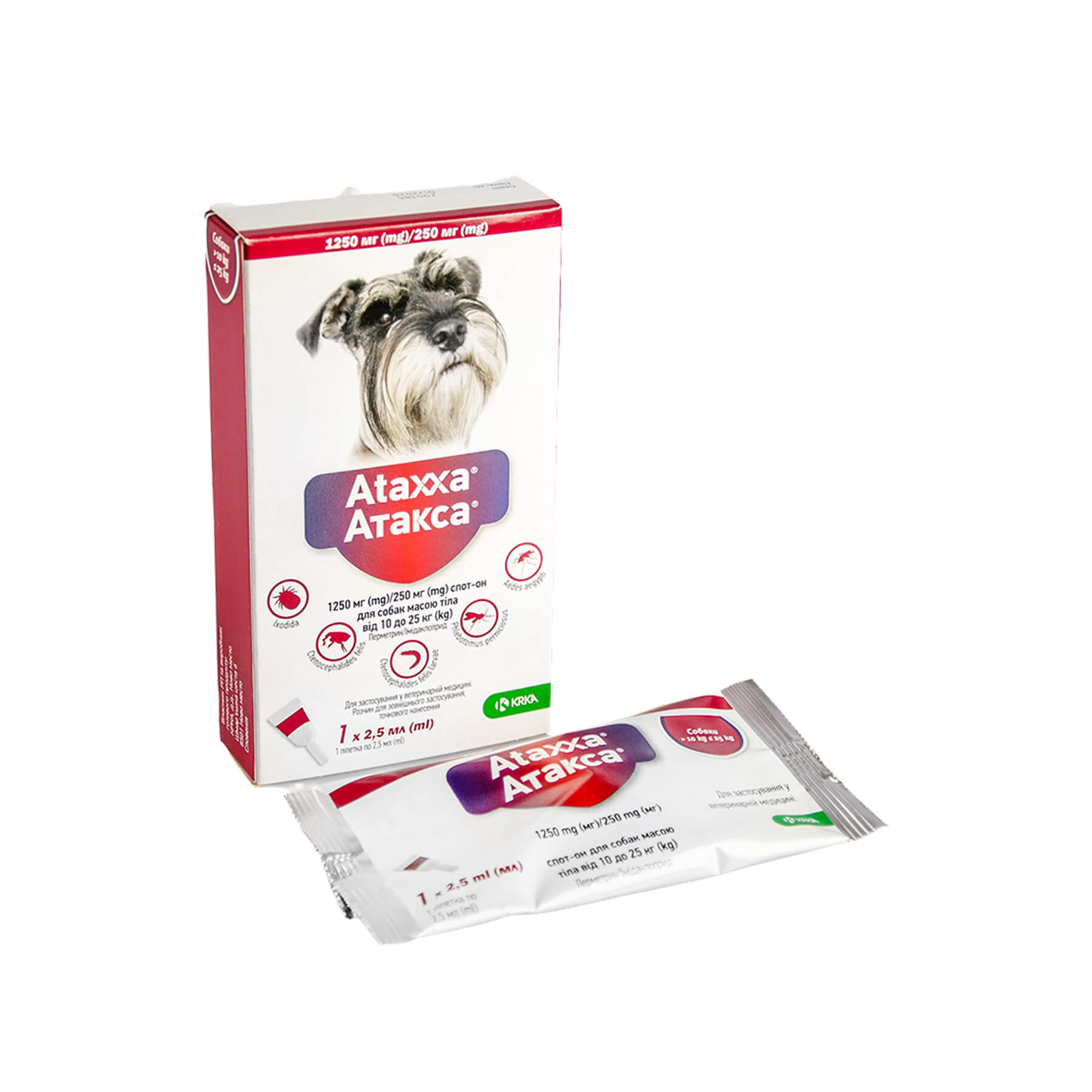 Краплі Атакса для собак від 10 до 25 кг(2,5 мл) №1
