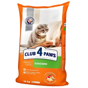 Сухий корм для дорослих котів з куркою Клуб 4 лапи (Club 4 Paws) Premium, 14 кг