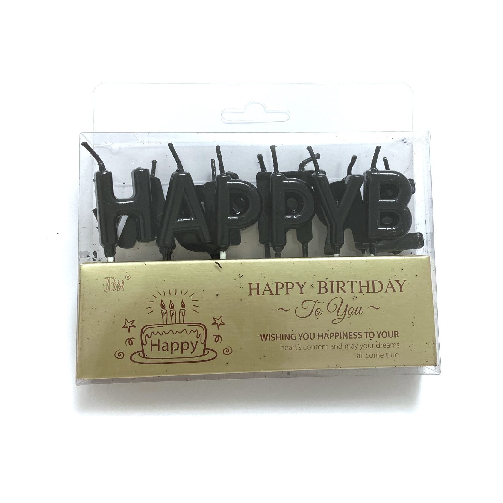 Свічки буквами Happy Birthday чорні