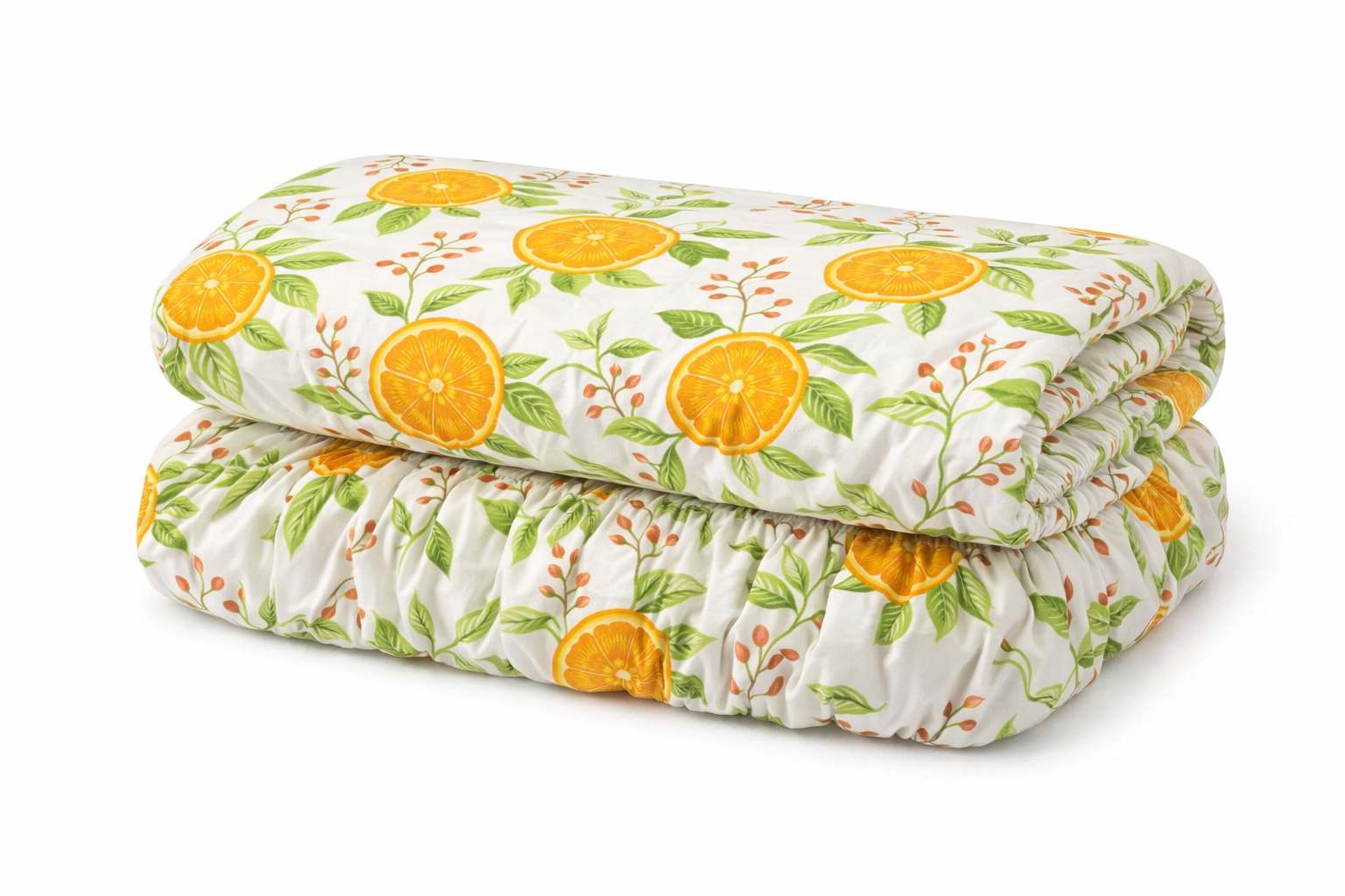 Дитяче простирадло га гумці ранфорс принт "Помаранчі"