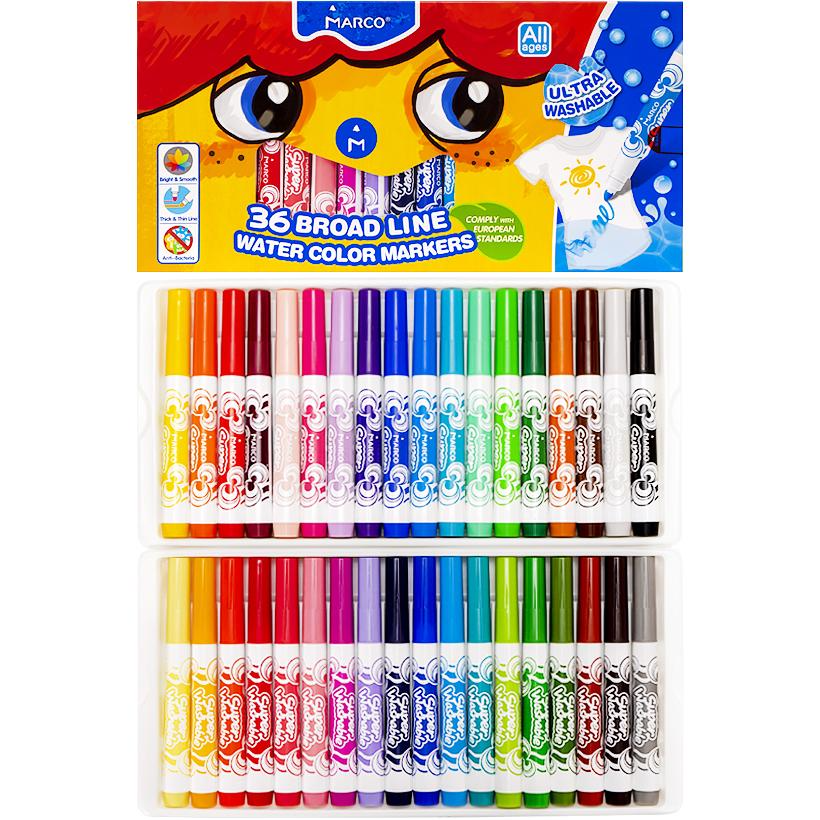 Фломастери 36 кольорів MARCO JUMBO Broad Line Washable