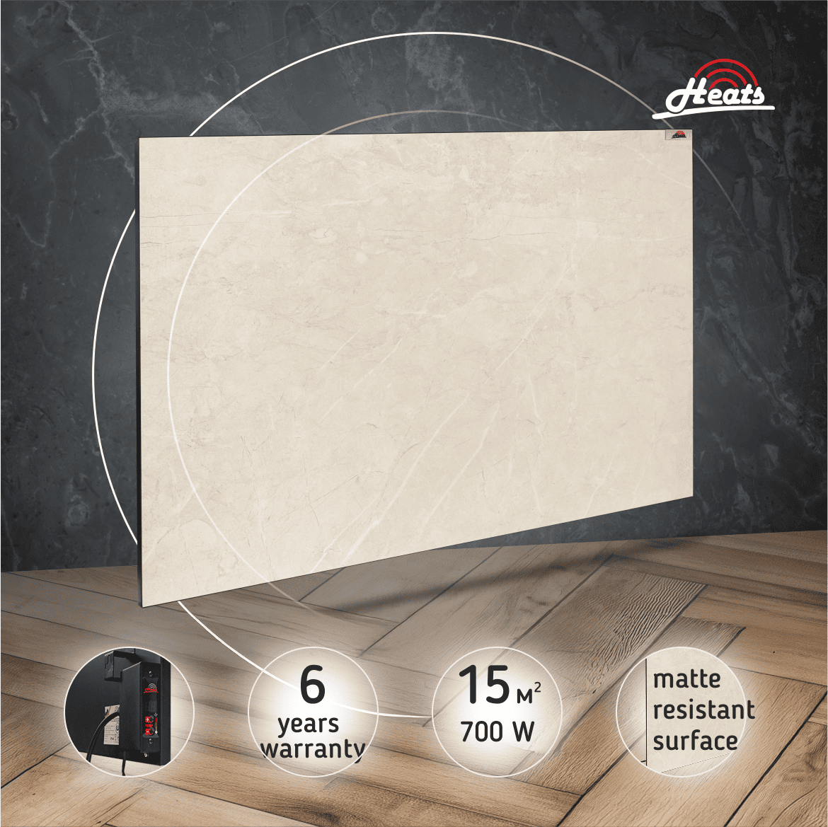 Ceramic Heater Heats 700 Stone with Thermostat