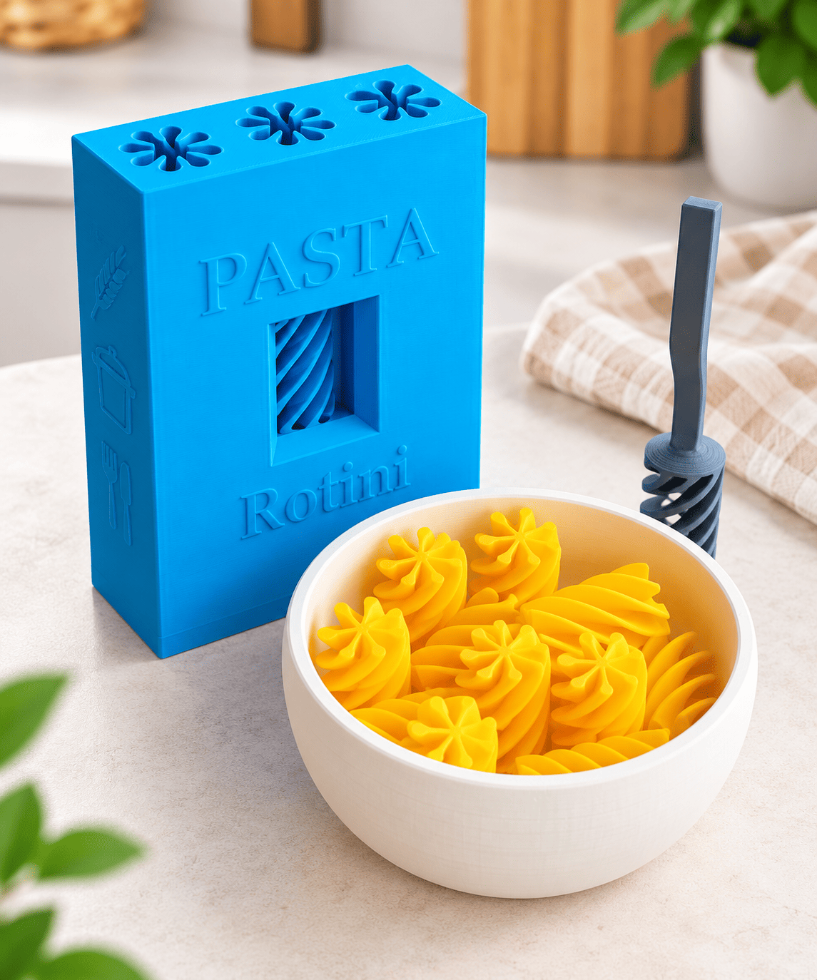 Ігровий набір «Паста Rotini» синього кольору для дитячої кухні 3d