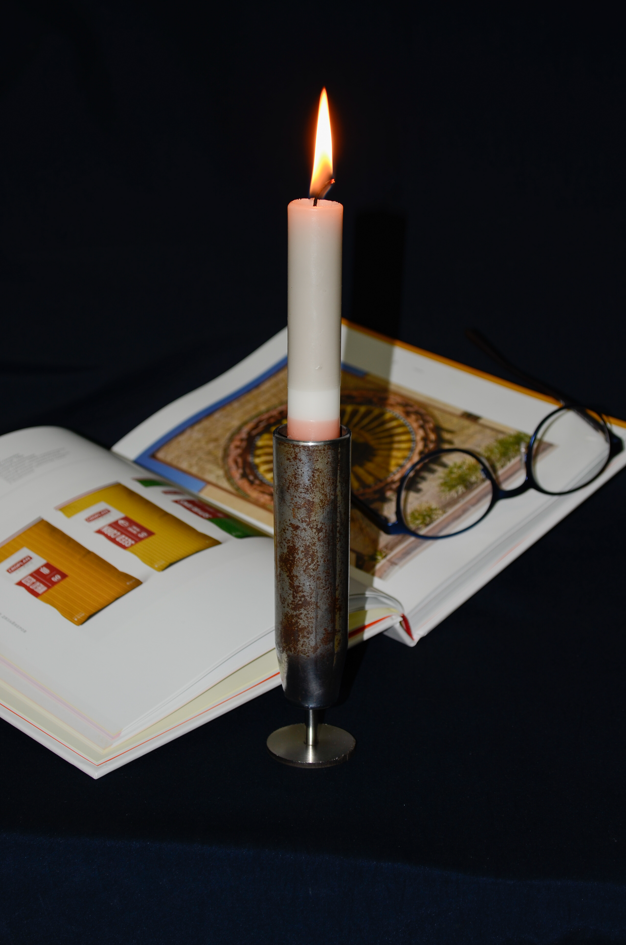 Candlestick is made from a shell casing