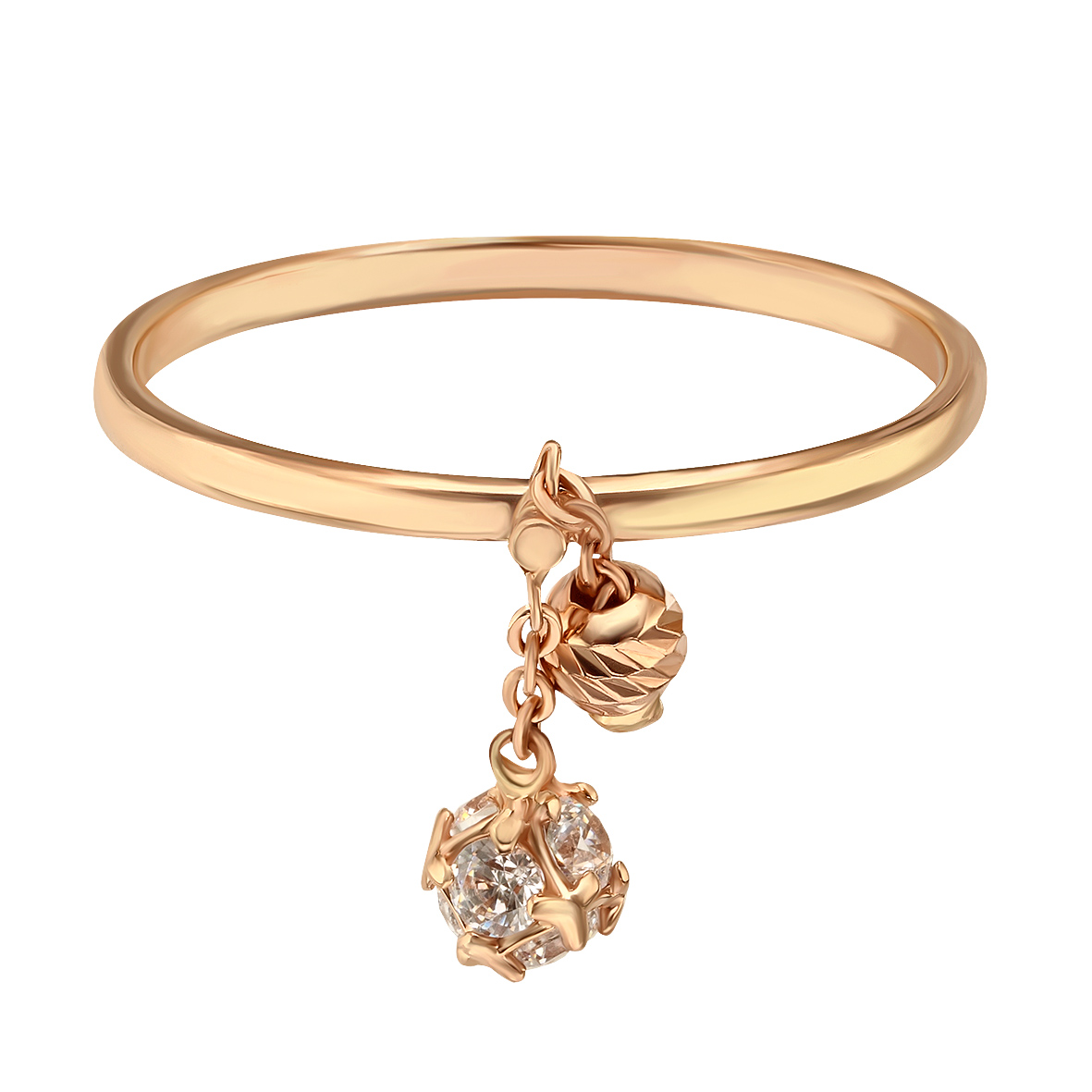 Goldring „Glückszauber“ – 585er Rotgold mit beweglichem Zirkonia-Anhänger