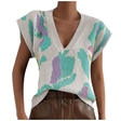 Vintage Jacquard Knit Vest Aesthetic | Casual V-Neck Sweater Vest