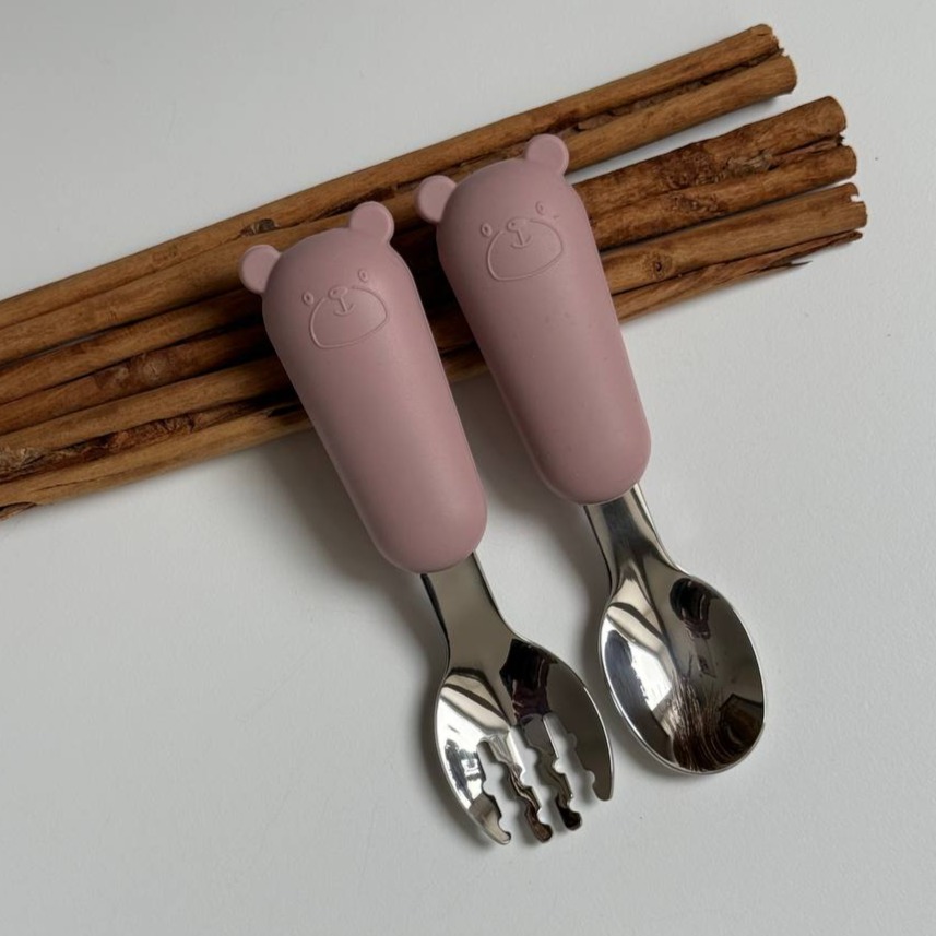 Прибори металеві "Ведмедики" Пудра (Pale mauve)