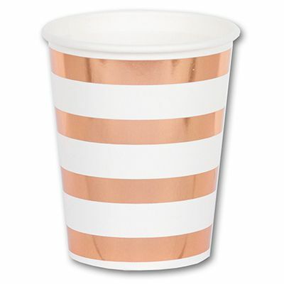 Стаканчики рожеве золото зі смужками 6шт