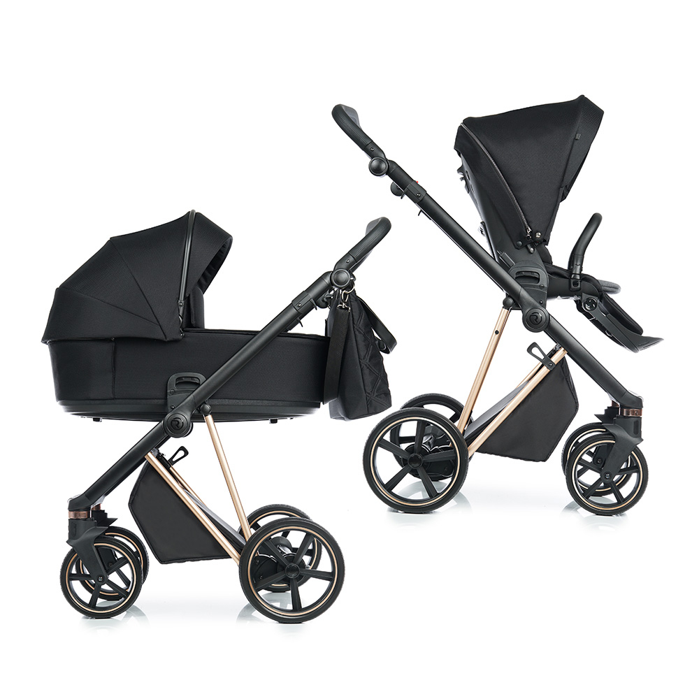 Коляска 2 в 1 Roan Ivi Black ECO Rose Gold 2.0
