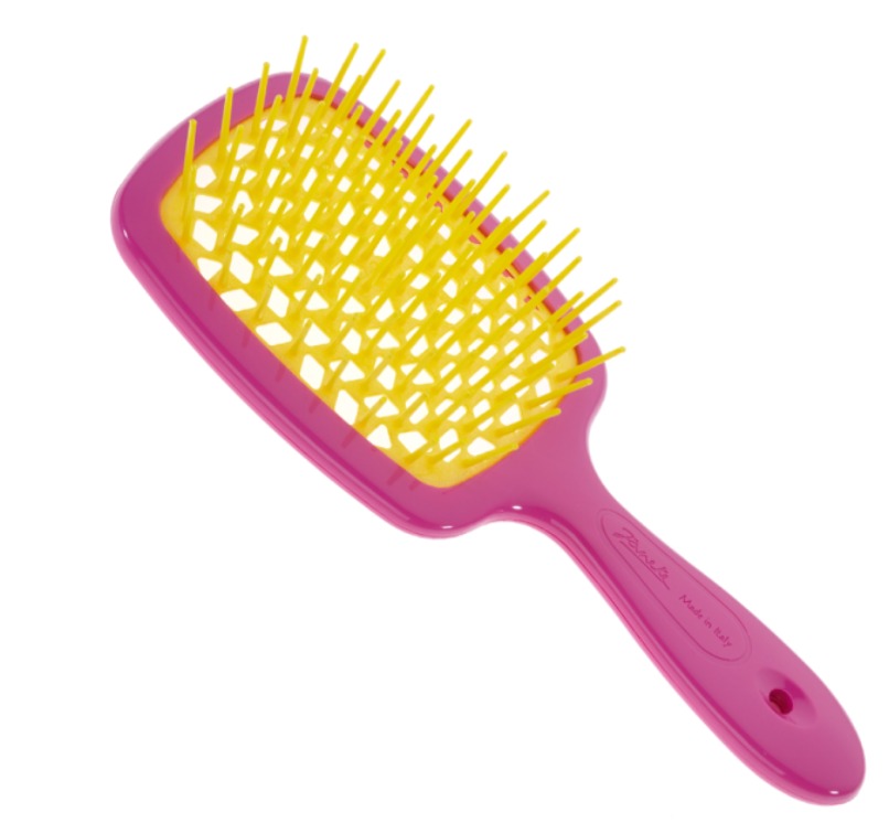 Janeke Superbrush щітка для волосся рожева з жовтим