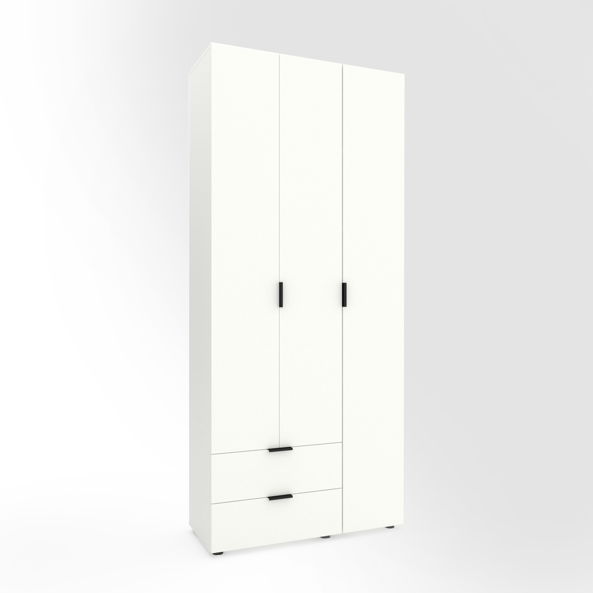 Тридверна розпашна шафа MA013LW 1000/420/2300 мм., колір білий сніг