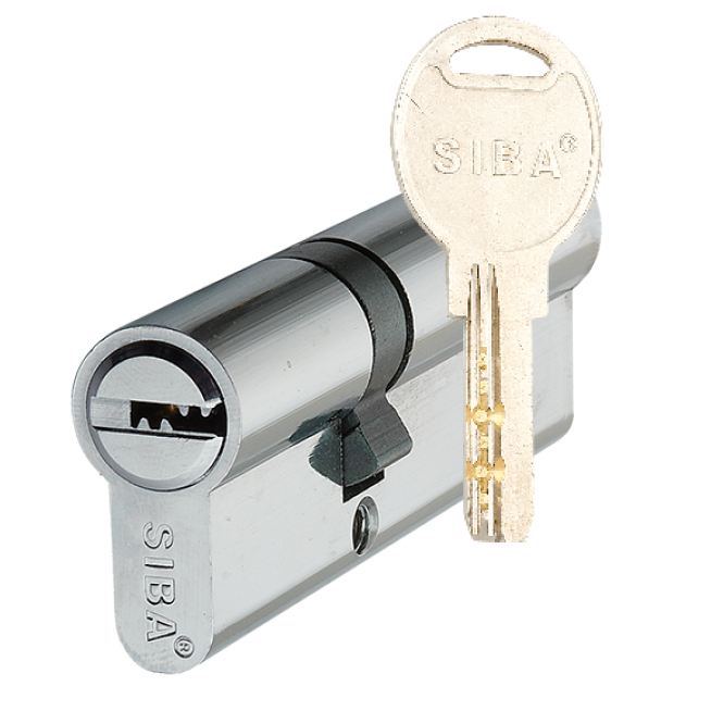 Циліндр дверний SIBA BK ключ-ключ 80 мм хром