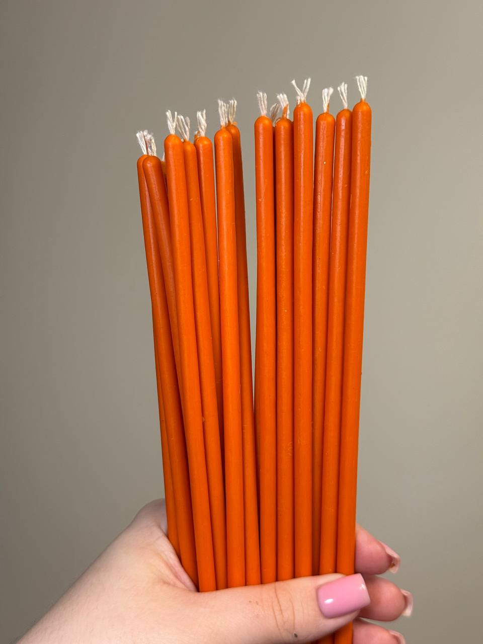 Воскові свічки помаранчеві 20 см