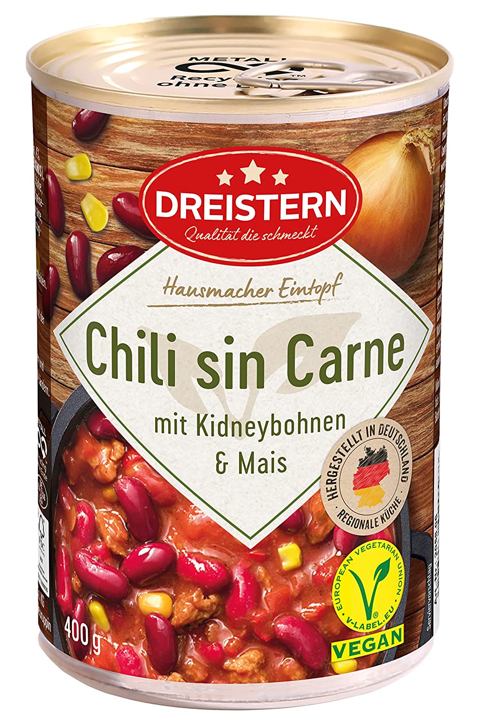 DREISTERN Chili sin Carne Веганське соєве рагу з квасолею 400 г