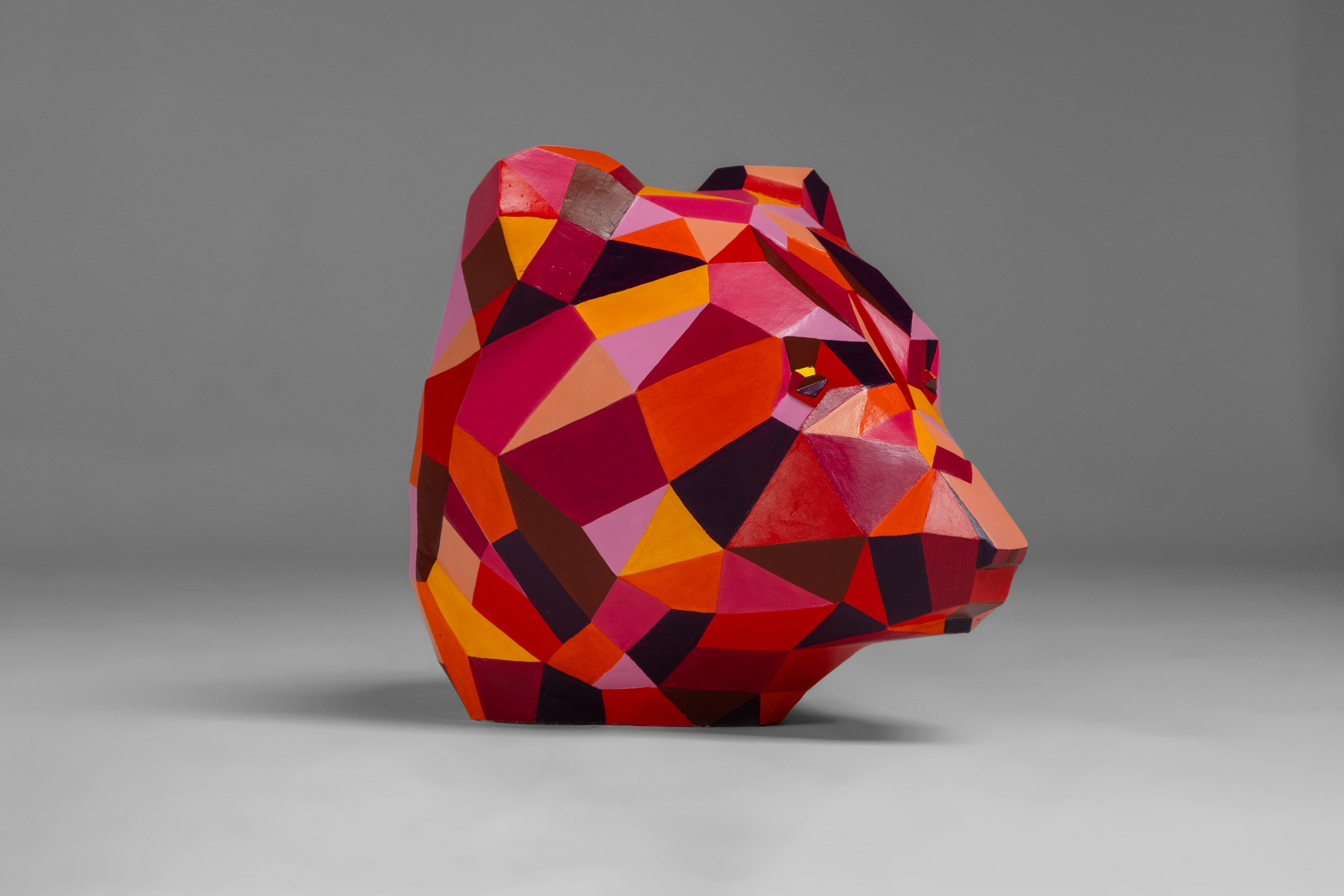 Red bear sculpture