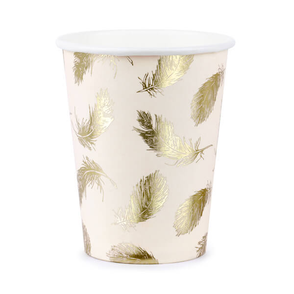 Стаканчики Lovely swan с золотими пір'їнками 6шт