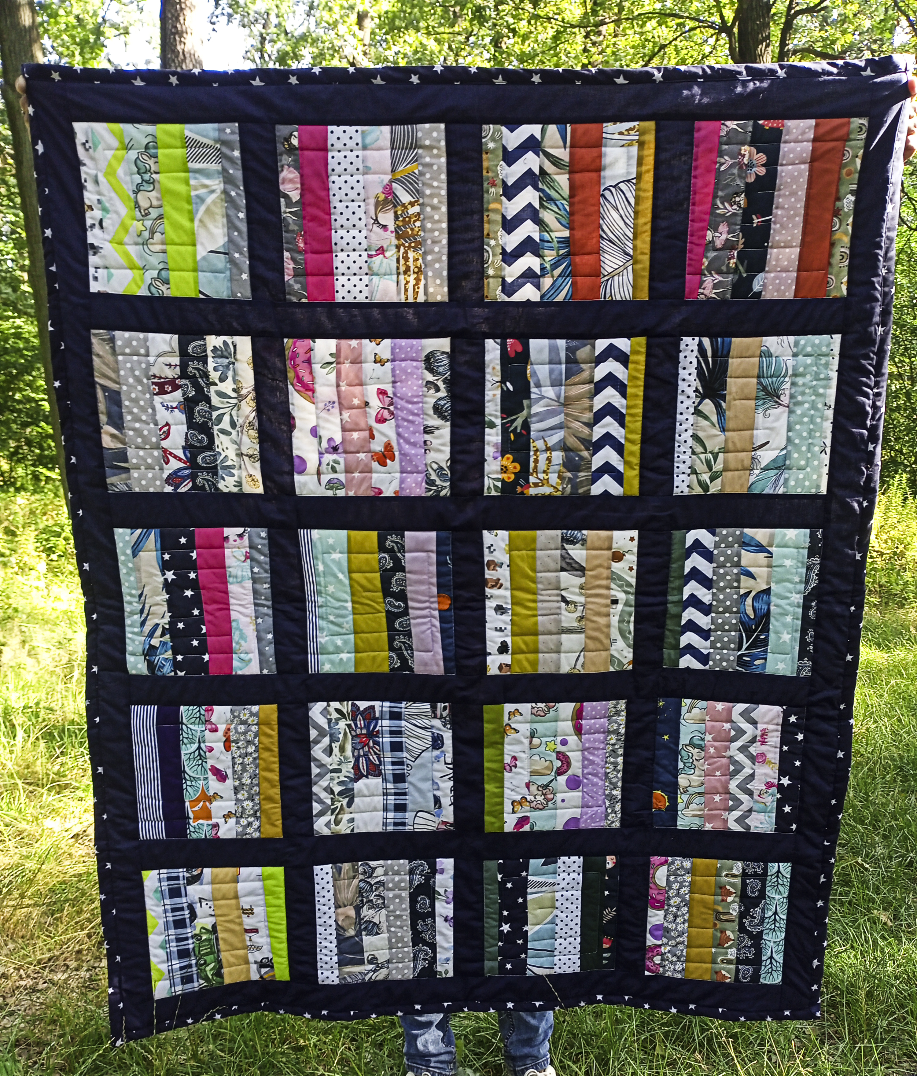 Дитяча ковдра в стилі печворк "Синій птах"