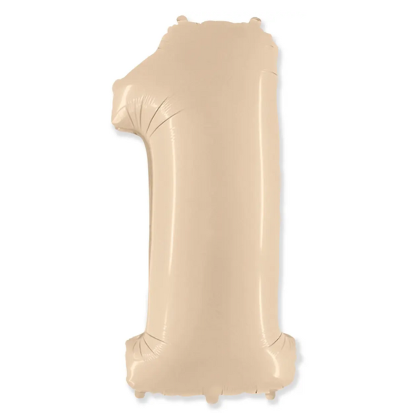 Фольговані кульки цифри 0-9 кремові сатин