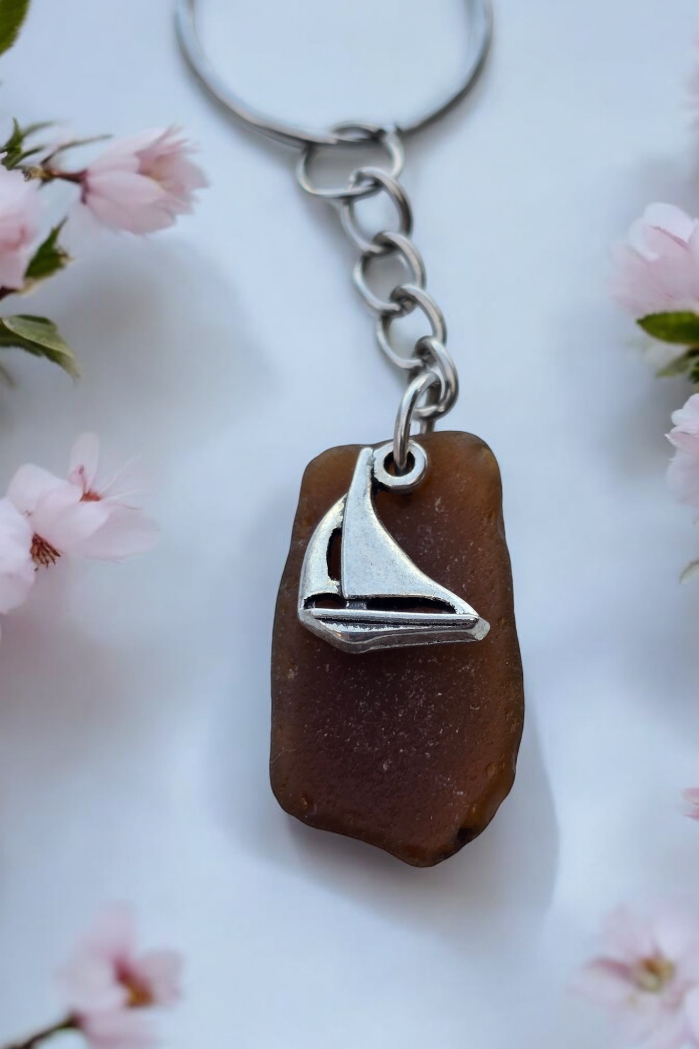 Sailing Sea Glass Keychain