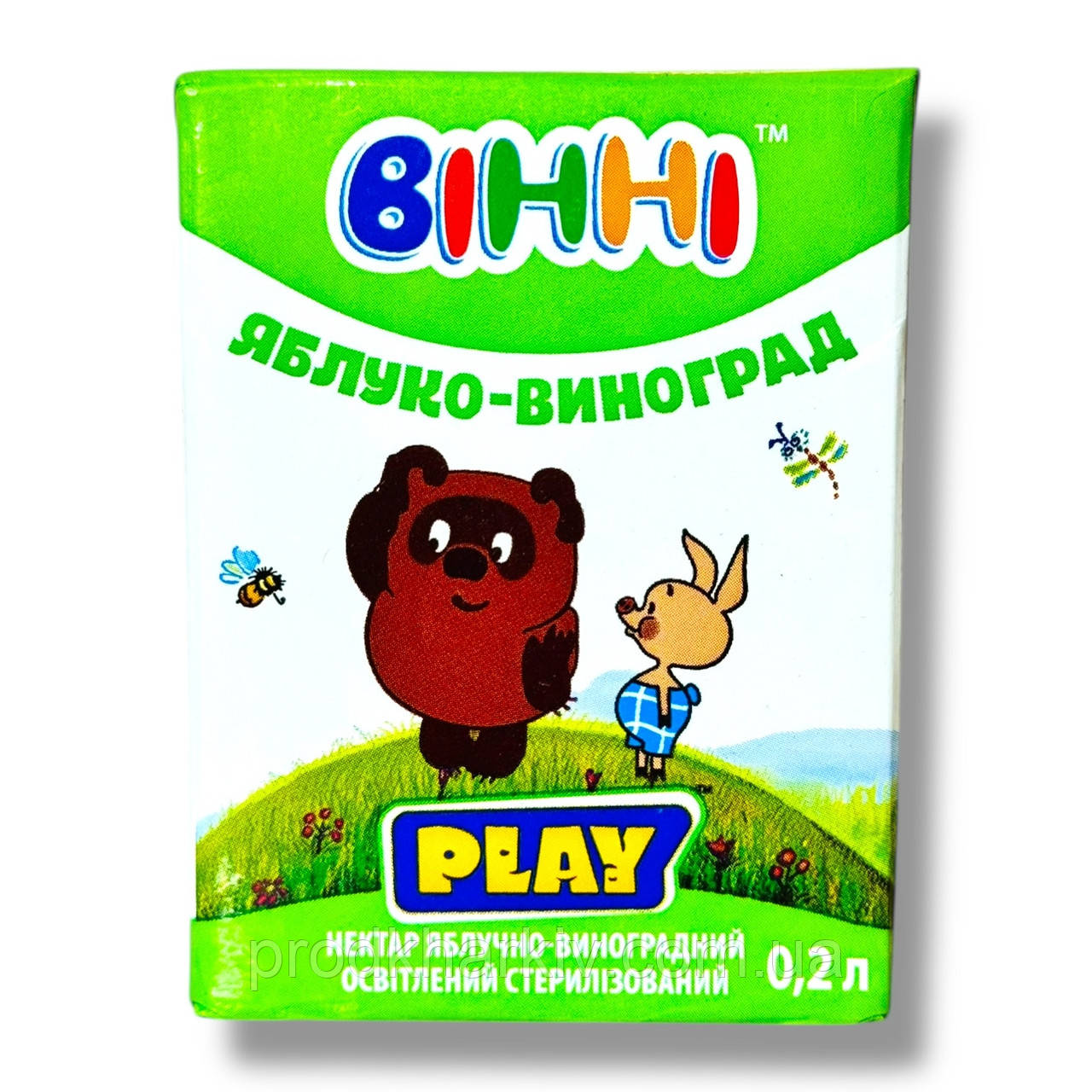 Нектар яблуко-виноград «Вінні Play» з м'якоттю, 0,2 л (тетрапак)