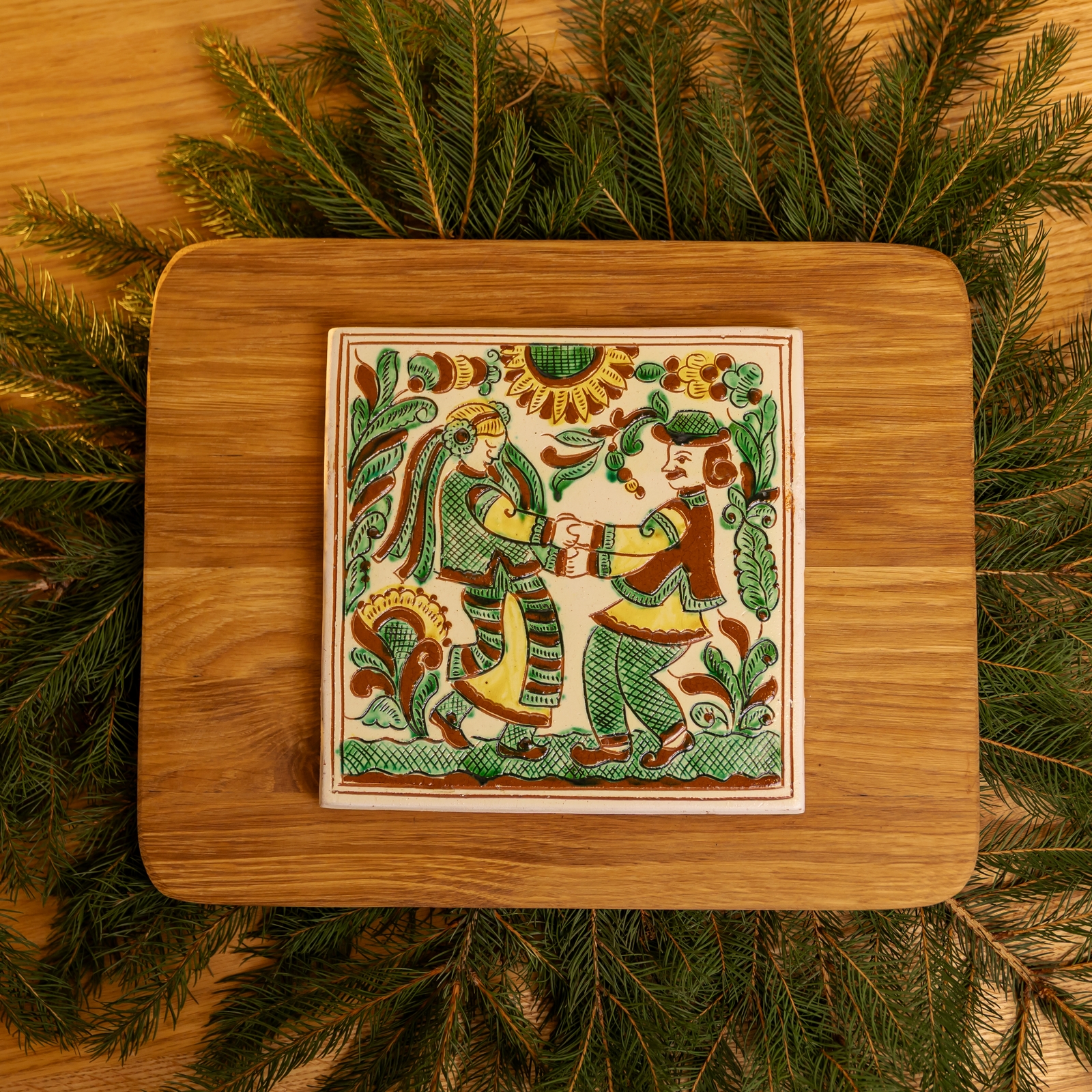 Плиточка на дереві "Молодята", 35*28 см