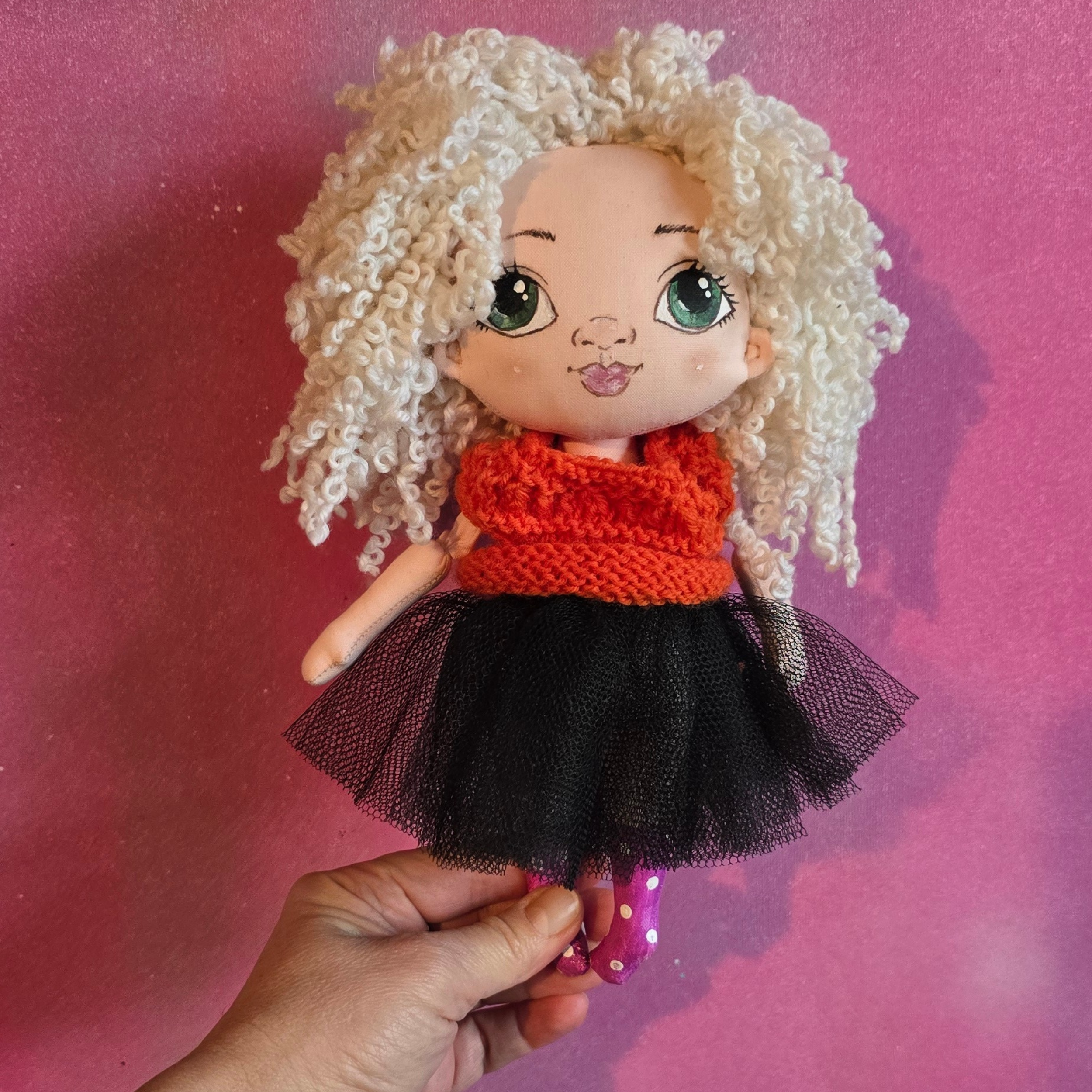 Textile Doll in black skirt