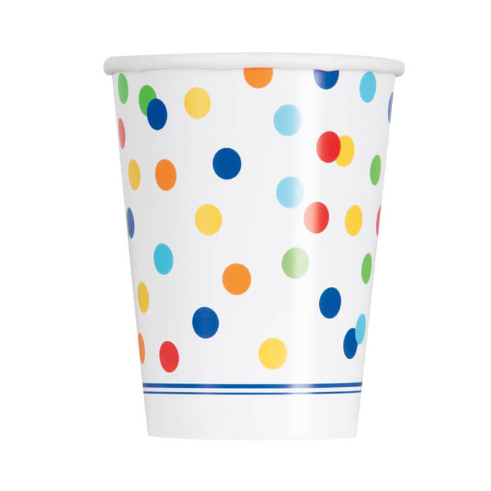 Стаканчики різнокольорові в горох 8шт