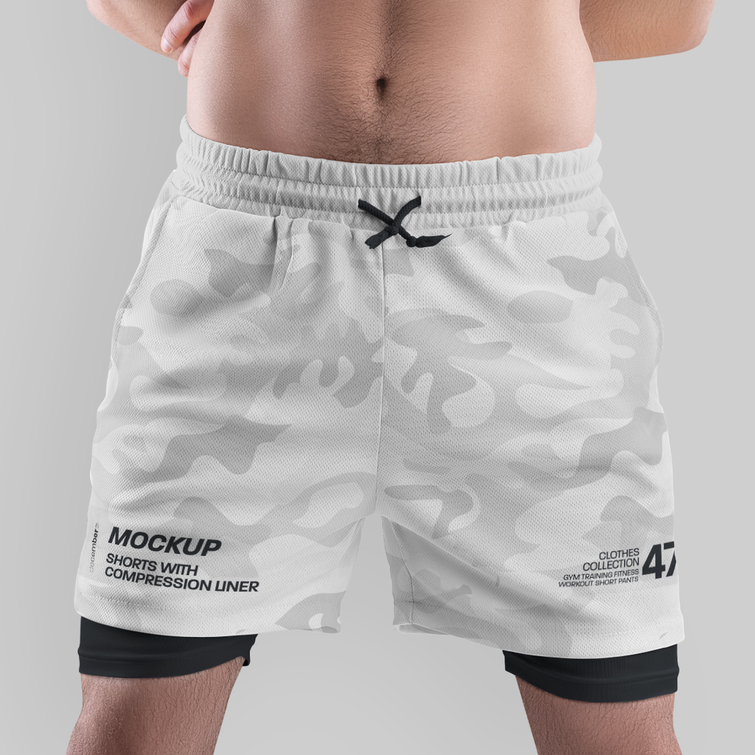 7 Men`s Mockups Shorts with Compression Liner