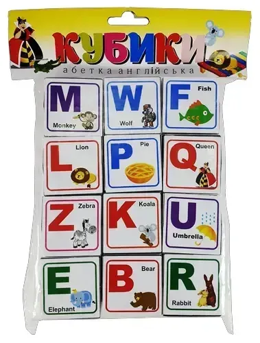Кубики англійською мовою пластикові 12 шт.