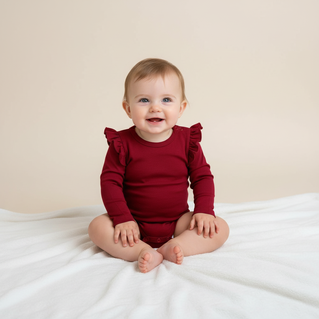 Дитяче боді з крильцями у бордовому кольорі