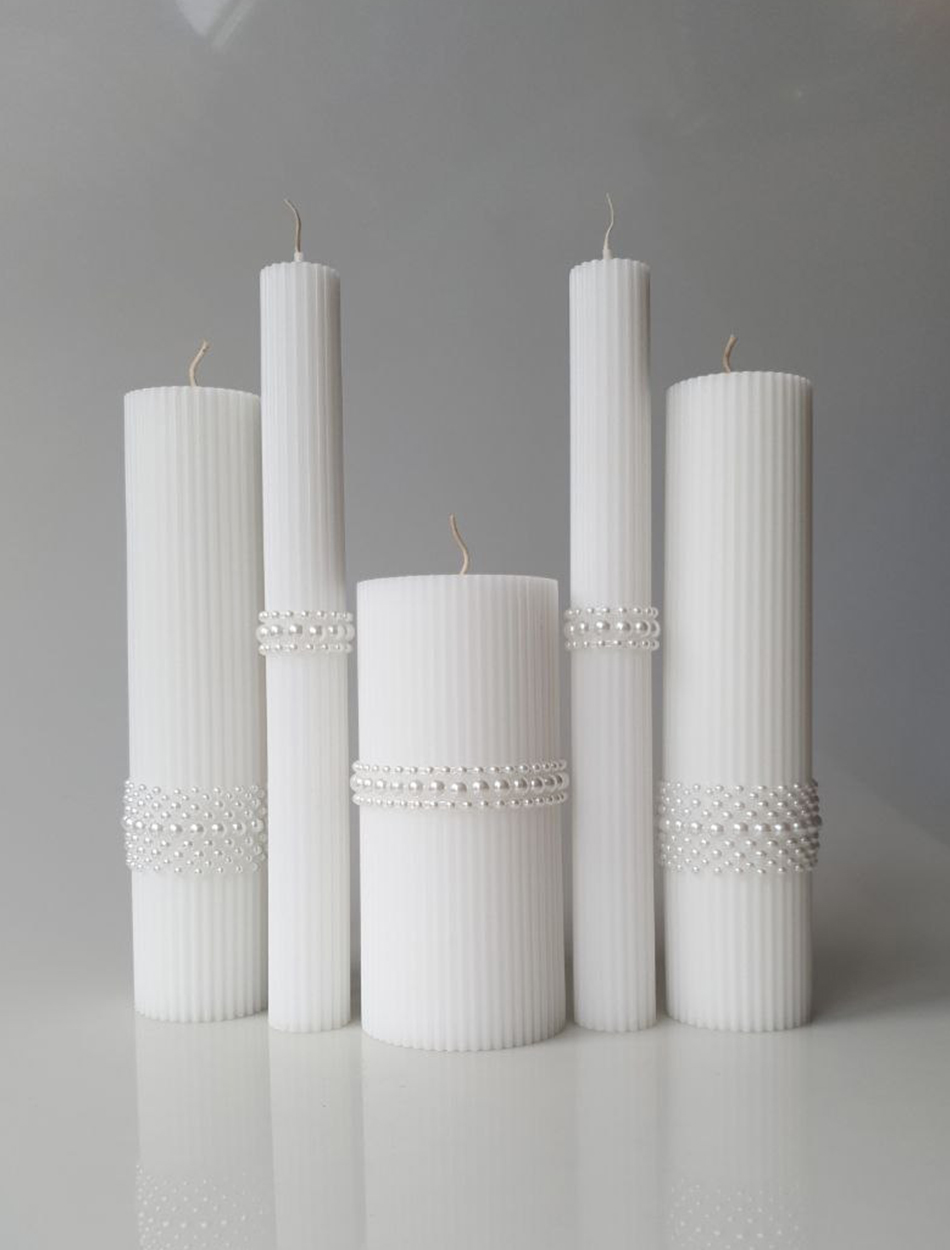 Набір свічок тоненька смужка з перлинами