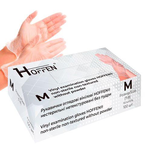 Вінілові рукавички оглядові HOFFEN М, 100 шт (50 пар)