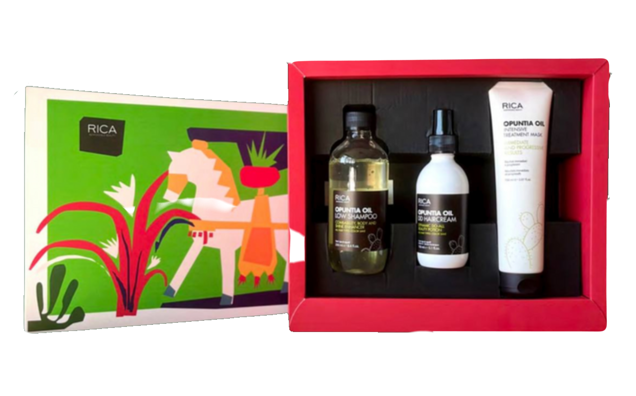 Подарунковий набір для догляду за волоссям з олією опунції Gift Pack Opuntia Oil A: шампунь, інтенсивна маска та незмивний крем (250+250+150 мл)