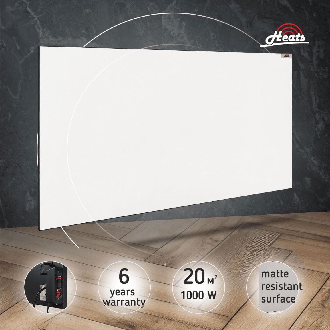 Ceramic Heater Heats 1000 White with Thermostat