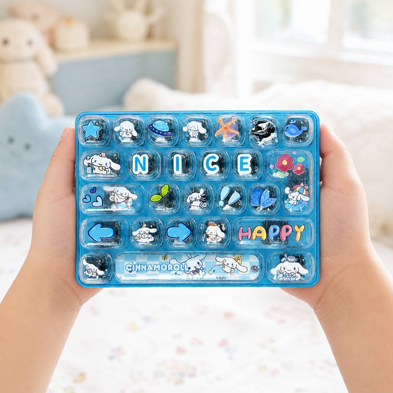 Іграшка-антистрес брелок Клавіатура Sanrio Cinnamoroll, кейкап клікер, клавіатура антистрес 26 клавіш