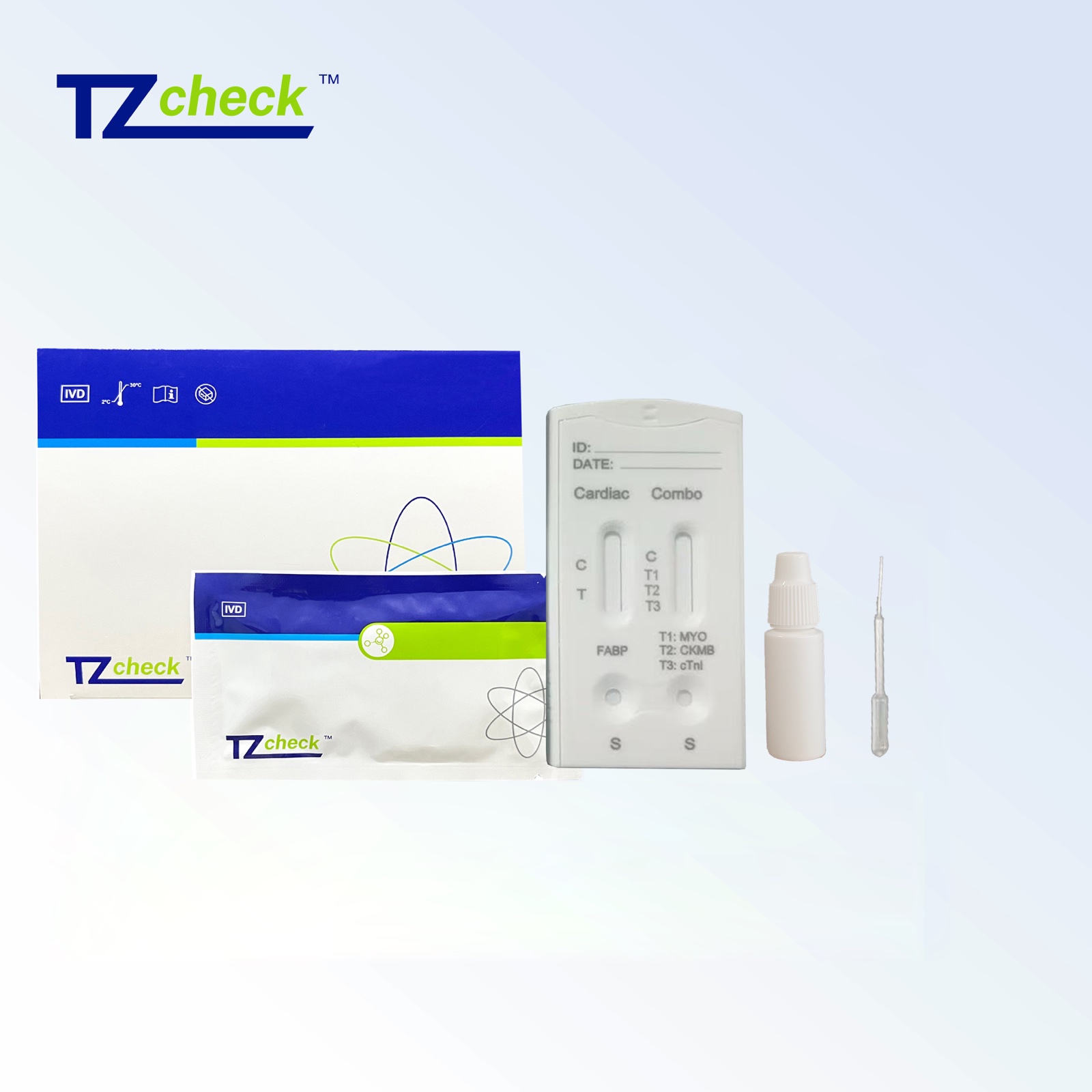 Комбінований експрес-тест для визначення h-FABP та міоглобіну, креатинкінази, КК-МВ. серцевого тропоніну І